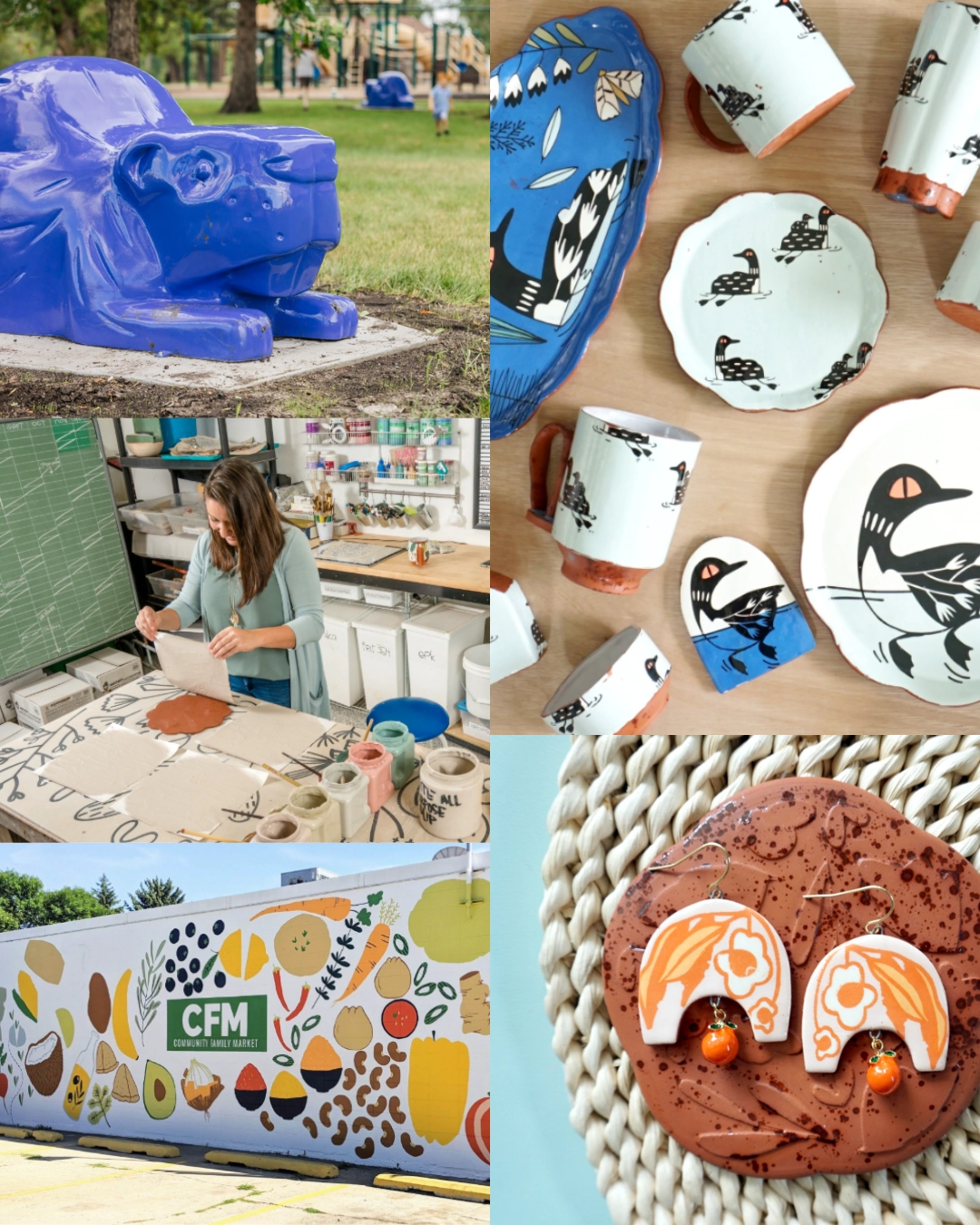 Catie's artwork on products and in the community