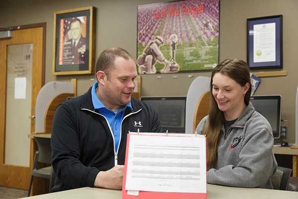 A counselor helping a military-connected student