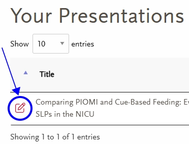 Screenshot of Student View SAC portal with an arrow pointing to the edit button.